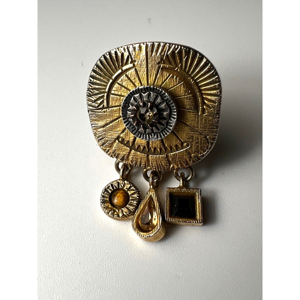 Vintage Patricia Locke Modernist Dangle Swarovski Crystals Clip-On Earrings